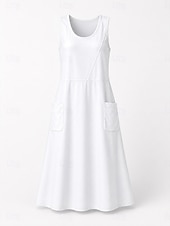 economico Vestiti-Per donna Abito maxi Abito a Tubino Vestito Estivo Casual Quotidiano Vestibilità comoda Semplice Senza Maniche Girocollo Blu Nero Bianco Verde chiaro Estate Primavera Autunno