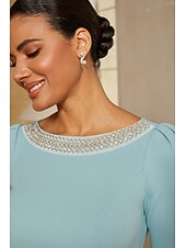 economico Rifinitura-Per donna Linea ad A Abito da Cocktail Abito da invitata a nozze Lunghezza alla caviglia Scollo a Barca Mezza Manica Manica leggermente a sbuffo Vita alta Elegante Semi-Formale con Tessuto