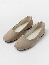 abordables Sandalias planas de mujer-Women's Red Classic Ballet Flats – Soft Faux Suede Slip-On Shoes with Cushioned Insole, Lightweight Flexible Sole and All-Day Comfort for Office, Work, Travel and Casual Wear