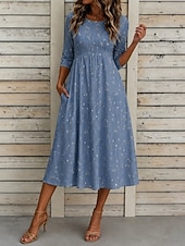 Χαμηλού Κόστους Casual Floral Φορέματα-Πάσχα Γυναικεία Μίντι φόρεμα Φόρεμα ριχτό Διακοπές Καθημερινό Μπόχο Καθημερινά Καλοκαιρινό φόρεμα Ανοιξιάτικο φόρεμα Κανονικό Φλοράλ Γραφική Κοντομάνικο Στρογγυλή Ψηλή Λαιμόκοψη