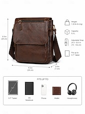 economico Borselli da uomo-Borsa a tracolla vintage da uomo in pelle, borsa a spalla multi-scomparto con tracolla regolabile per lavoro, viaggi e uso quotidiano.