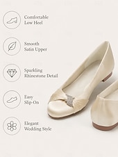 economico Madre della Sposa/Sposo-scarpe da sposa con tacco basso per la madre della sposa – eleganti scarpe da sera in raso color champagne per matrimoni formali