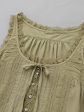 cheap Lace Tops-Women's Lace Splicing Top Cami Top Jacquard Tie Front Lace Trim Elegant Bohemia Active Sleeveless Crew Neck Square Neck Scoop Neck Long Tops Casual Red Dark Green Green Apricot Summer Spring Fall