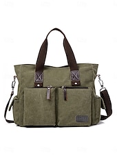 cheap Men's Bags-Men's Canvas Multi-Pocket Large Capacity Tote Messenger Bag, Adjustable Shoulder Strap Casual Work Travel Crossbody Bag, Multi-Color Utility Shoulder Bag for Daily Commute