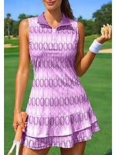 baratos Vestido Feminino-Mulheres Geométrica Vestido esportivo Vestido Polo de Tênis Sem Manga Quarter Zip Elástico Redutor de Suor Respirável Voleibal Tênis Golfe Colarinho Aberto para a Lateral Vestidos Rosa claro Vermelho