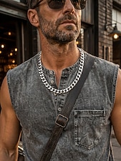 preiswerte Herrenschmuck-Herren-Halskette aus Edelstahl im Hip-Hop-Stil mit kubanischen Gliedern, polierte, klobige Kette – perfekt für lässige Streetwear, Sommermode, Alltagskleidung und als Geschenk für modebewusste