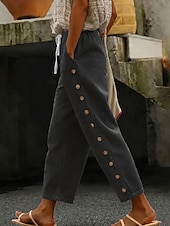 cheap Straight-Leg Pants-Women's Jeans denim Chinos Casual Pants Fashion Full Length High Waist Comfort Inelastic Vacation Formal Blue Black Green Khaki Summer Spring Regular Fit