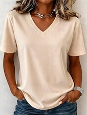  Women's 100% Cotton T-Shirts - Quality Basic Short Sleeve V Neck Tee