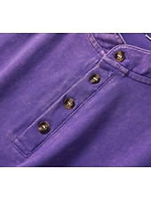 economico Bluse Semplici-softfade™ maglietta henley da donna 100% cotone stile vintage alla moda elegante maniche corte top regolari casual spiaggia blu kaki nero viola arancione primavera