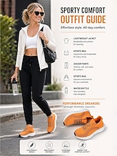 voordelige Dames Hardloopschoenen-Oranje instapschoenen voor dames – ademende gebreide sportschoenen met schokabsorptie &amp;Antislip buitenzool voor hardlopen, wandelen, krachttraining, fitnessoefeningen, reizen en comfort de hele dag