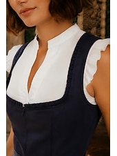 voordelige Dirndl Jurken-Oktoberfest Dirndl-jurk Midi-lengte Schort met satijnlook Met zakken Balconette-halslijn hulp in de huishouding Bavarian Duits Alpine Weiden Dames Carnaval Bierfestival Doek in traditionele stijl