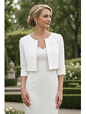 preiswerte Wraps für Hochzeitsgäste-Damen-Wickelbolero Schulterfreies Damen-Mutter-Wickel grundlegende Mäntel  Jacken Elegant 3/4-lange Ärmel Chiffon Hochzeitsgäste Wickel mit einfarbig für Partyabend im Frühling und Sommer um Eindruck