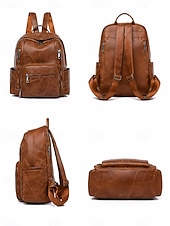 economico Zaini alla moda-Zaino da donna vintage in pelle, borsa da viaggio antifurto di grande capacità con molteplici tasche per università, lavoro, shopping e spostamenti quotidiani