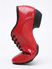 preiswerte Tanzschuhe zum Üben-Rote Damen-Trainingsschuhe für lateinamerikanische Tänze – professionelle Tanzschuhe mit atmungsaktiven Mesh-Einsätzen und flexibler, geteilter und gepolsterter Sohle &amp;Stabiler Absatz für Salsa,