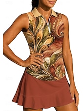 abordables Chemise pour femmes-Femmes Abstrait Hauts T-shirt de sport T-shirt POLO Chemise de tennis Sans manches Fermeture éclair Floral UPF50+ Résistant aux UV Haute élasticité Évacuation de l'Humidité Respirant Volley-ball