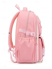 cheap Kids &amp; Teen Backpacks-Girls Backpack Set 2PCS Water-Resistant School Backpack with Pencil Bag, Large Capacity Multi-Pocket Polyester Bookbag, Reflective Safety Strips, Pink Purple Off-White, Ideal for Elementary Middle Sch