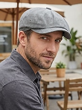 abordables Sombreros de hombre-Gorra ligera de verano para hombre, gorra de estilo newsboy de poliéster y algodón transpirable con ajuste elástico, gorra plana clásica para conducir, ideal para golf, viajes y actividades al aire