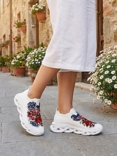 Pantofi sport negri pentru femei cu pernă de aer patriotică – adidași slip-on cu imprimeu de trandafir galaxic cu tema „4 iulie” din SUA, pentru sărbătorirea Zilei Independenței, călătorii și confort