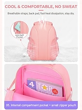 cheap Kids &amp; Teen Backpacks-Girls Backpack Set 2PCS Water-Resistant School Backpack with Pencil Bag, Large Capacity Multi-Pocket Polyester Bookbag, Reflective Safety Strips, Pink Purple Off-White, Ideal for Elementary Middle Sch