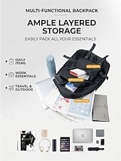 cheap College Backpacks-Large Capacity Grey College Backpack for Students - Multi-pocket University School Bag fits 15.6 inch Laptop - Water-resistant Trendy Rucksack