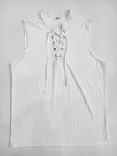 お買い得  ジム用タンクトップ-男性用 タンクトップ ベスト アンダーシャツ ノースリーブシャツ ノースリーブ Ｖネック 夏 春 平織り ファッション クラシック 快適 レースアップ カジュアル ストリート スポーツ ホワイト ブラック ダークグリーン メンズトップTシャツ