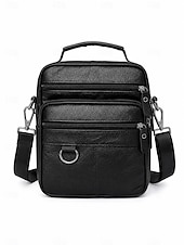 economico Borselli da uomo-Borsa a tracolla da uomo in pelle, borsa a spalla con cerniera e tasche multiple, ideale per lavoro, viaggi e uso quotidiano.