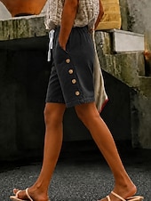  Per donna Jeans Chinos Shorts Pantaloncini Burmuda Moda Lunghezza al polpaccio Vita Alta Classico Comodità Elasticizzato Vacanza Formale Blu Nero Verde Cachi Estate Primavera Vestibilità regolare
