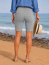  Per donna Jeans Shorts Pantaloncini Burmuda Moda Lunghezza al ginocchio Vita Alta Classico Comodità Vacanza Formale Blu chiaro Grigio Estate Primavera Vestibilità regolare