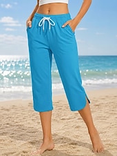 preiswerte Sportliche Shorts-Damen Caprihose Lässig Wadenlang Natürliche Taille Einfach Komfort Hohe Elastizität Urlaub Blau Violett Dunkelblau Pfauenblau Sommer Frühling Normale Passform