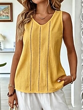  Per donna Canotta Traforato Semplice Elegante Casual Senza Maniche Scollo a V Top Regolari Casuale Quotidiano Bianco Giallo Rosa Viola Estate Primavera