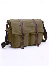 cheap Men's Bags-Men's Vintage Canvas Messenger Bag, Multi-Color Large Capacity Crossbody Shoulder Bag with Multiple Pockets for Work, Travel, Daily Commute
