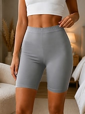 baratos Shorts-Mulheres Calção Leggings Leggings aconchegantes Roupa de rua Casual Comprimento do joelho Cintura Alta Tecido Cintura elástica Respirabilidade Com Stretch Férias Rua Roupa Diária Branco Preto Rosa
