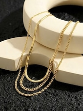 cheap Women's Necklace-Women's Gold Silver Layered Necklace Set, 3 Piece Alloy Chain Necklace Set for Summer Vacation, Casual Daily Wear and Elegant Layering Jewelry
