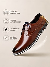 abordables Zapatos Informales con Cordones-Hombre Oxfords Zapatos Derby Zapatos de Paseo Casual Diario Oficina y carrera Cuero PU Cómodo Cordones Corteza marrón Negro Primavera Otoño