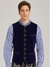 preiswerte Trachtenweste-Oktoberfest Trachten Waistcoat Traditional Bavarian Vest Embroidery Velvet Stand Collar Mandarin Collar German Alpine Heritage Wiesn Men's Carnival Beer Festival Traditional Style Cloth