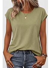 economico T-shirt semplice-Per donna Maglietta Semplice Elegante Manica Corta Manica a pipistrello Girocollo Top lunghi Casuale Quotidiano Uscire Blu Verde acqua Nero Bianco Rosa Estate Primavera