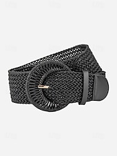 preiswerte Damengürtel-Damen-Gürtel im Boho-Stil aus geflochtenem, gewachstem Seil, breiter, gewebter Taillengürtel mit runder Schnalle, verschiedene Farben, Sommergürtel für Kleider, Jumpsuits und Strandmode &amp;Alltagsstil