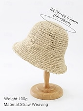 abordables Chapeaux pour femmes-Bob bohème en paille pour femme, chapeau de soleil d'été tissé, casquette de pêcheur légère de plage disponible en plusieurs couleurs, chapeau de voyage pour les vacances