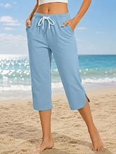 preiswerte Sportliche Shorts-Damen Caprihose Lässig Wadenlang Natürliche Taille Einfach Komfort Hohe Elastizität Urlaub Blau Violett Dunkelblau Pfauenblau Sommer Frühling Normale Passform