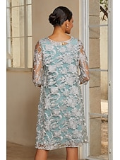 economico Rifinitura-Per donna Completi da abito in due pezzi Tubino Colonna Abito da Cocktail Abito da invitata a nozze Lunghezza al ginocchio Scollo a V Manica 3/4 Manica illusione Elegante con Pizzo Tessuto
