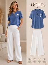  Per donna Asciugatura rapida Raffreddamento Gamba larga Pantaloni Vacanza Moda Streetwear Lunghezza intera Vita Alta Semplice Tasca Elastico in vita Comodità Inelastico Quotidiano Vacanza Streetwear