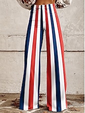 economico Fondi-Retrò Vintage Anni '70 Patriotico Pantaloni Pantaloni a gamba larga Hippie Disco Vita alta Stelle Bandiera USA Stile jeans finti Costume Per donna 4 Luglio Festa dell'Indipendenza del Messico