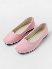 abordables Sandalias planas de mujer-Women's Red Classic Ballet Flats – Soft Faux Suede Slip-On Shoes with Cushioned Insole, Lightweight Flexible Sole and All-Day Comfort for Office, Work, Travel and Casual Wear