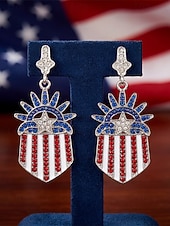 tanie Akcesoria-patriotyczne kolczyki pamiątkowe damskie, stop 4 lipca &amp;Kolczyki wiszące America 250, wielokolorowe, czerwono-biało-niebieskie, efektowne, na paradę, przyjęcie
