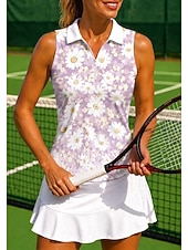 abordables Camisa de Mujer-Mujer Flores Tops Camisa deportiva Camisas de polo Camiseta de tenis Sin Mangas Cremallera Floral UPF50+ Resistente a los rayos UV Alta elasticidad Dispersor de humedad Transpirable Voleibol Tenis