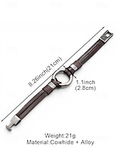 billige Menns smykker-Herrearmbånd i ekte skinn i svart brunt, vintage minimalistisk legeringsringarmbånd for menn, uformelt retro armbåndssmykke til daglig bruk, reise og gave