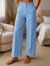  Mulheres Jeans Ganga Moda Roupa de rua Comprimento total Cintura Alta Tecido Bolsos Cintura elástica Confortável Diário Rua Casual Preto Azul Marinha Azul Céu Primavera Outono Normal