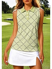 baratos Camisa Feminina-Mulheres Xadrez Quadrados Tops Camisa Esportiva Camisa polo de caminhada Regata Sem Manga Floral Botões UPF50+ Resistente a UV Elasticidade Alta Pavio Humido Respirável Voleibal Tênis Golfe Colarinho