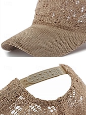 baratos Chapéus Femininos-Boné de beisebol feminino de crochê, chapéu de verão respirável em malha de poliéster, boné de renda ajustável, chapéu leve com proteção solar para viagens, caminhadas, jardinagem e uso casual ao ar