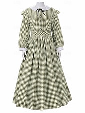 tanie Pionier / XIX wiek-Retro / vintage Wiktoriańskie 19 wiek Południe Sukienka Wymyślny kostium Pionierka Wzór kraciasty W kratkę Krój A Strój na bal maskowy Damskie Halloween Karnawał Światowy Dzień Książki Bal maskowy